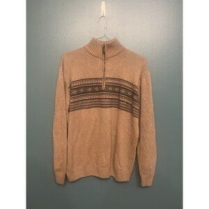 Oscar De La Renta Mens Quarter Zip Sweater  Brown Size Large